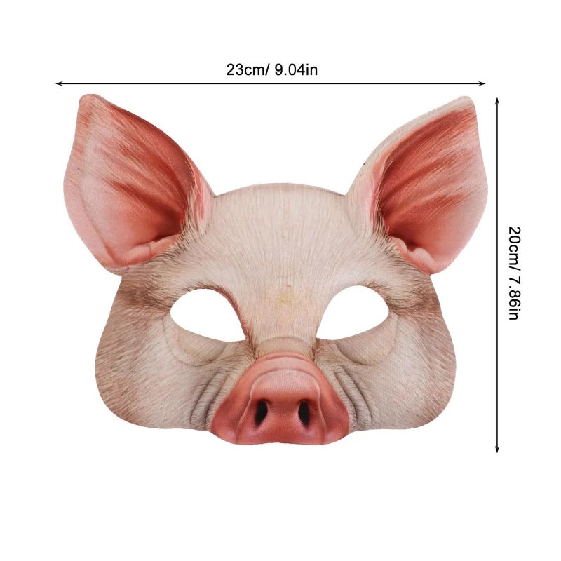Hosfairy 1Pcs Half Face Animal Mask Pig Mask Horror Pig Masks for Halloween Costume Party Cosplay Props (White) - Image 5
